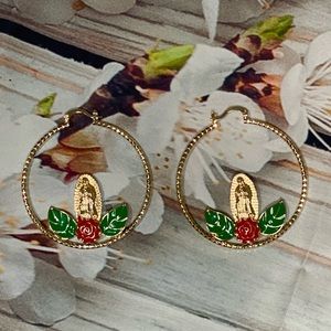 Virgen De Guadalupe Hoop Earrings